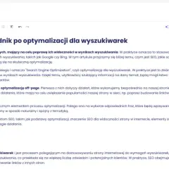 Artykuł wyjaśnia, co to jest SEO i jak działa. Zawiera analizę słów kluczowych i podpowiedzi, jak zoptymalizować stronę.