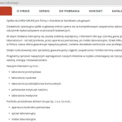 Opis firmy ALCHEM GRUPA: kompleksowe zaopatrzenie laboratoriów w sprzęt, odczynniki i meble. Gwarancja jakości i profesjonalna realizacja dostaw.