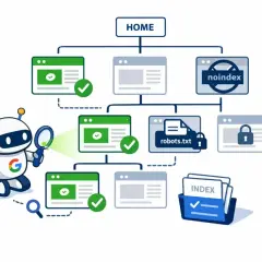 Robot Google bada strukturę strony, sprawdzając jej zawartość pod kątem indeksowania i budując zaufanie (trust rank).