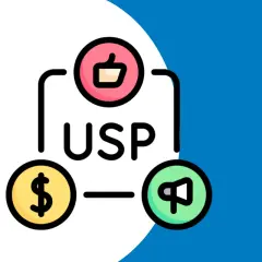 Grafika przedstawia kluczowe elementy skutecznego produktu w marketingu: USP, pieniądze i promocję.