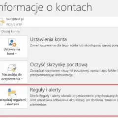 Zarządzaj regułami i alertami, aby organizować wiadomości e-mail. Ustawienia te pomagają w automatycznym przetwarzaniu poczty, np. jako autoresponder.