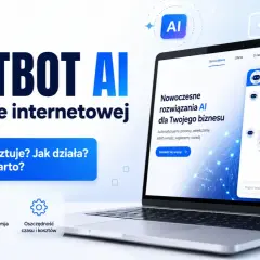 Chatbot AI na stronie internetowej. Wirtualny asystent oferuje automatyzację procesów i wsparcie dla biznesu.