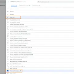 Wybór wymiaru "Sesja - kampania Google Ads" w eksploracji danych, aby analizować źródła ruchu i potencjalnie zmniejszyć bounce rate.