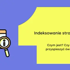 Grafika z ikoną folderu i lupą, obok tekst o indeksowaniu stron www. To jak tworzenie presell pages, które pomagają w szybszym pozycjonowaniu.
