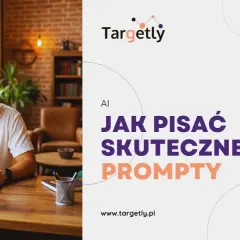 Mężczyzna z kawą przy laptopie uczy się, jak pisać skuteczne prompty dla czat gpt. Targetly.pl.