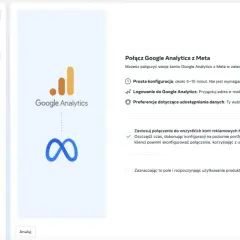 Konfiguracja połączenia Google Analytics z Meta. Umożliwia cross-network ga4.