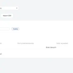 Panel administracyjny sklepu z opcją dodawania i zarządzania przekierowaniami 301. Widoczna lista przekierowań, pole wyszukiwania i przycisk dodawania.