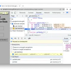 DevTools co to? Debugowanie JavaScript w Chrome DevTools, z kodem zatrzymanym na linii 32.