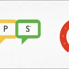 Wyniki badań NPS: litery N, P, S w dymkach i wskaźnik 16.4 na tle kolorowej tarczy.