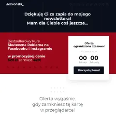 Dziękuję za zapis! Oto Twoja thank you page z ofertą kursu "Skuteczna Reklama na Facebooku i Instagramie" w promocyjnej cenie.