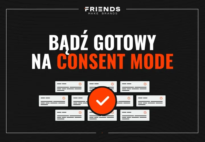 Bądź gotowy na consent mode v2. Grafika przedstawia ikony ciasteczek i zaznaczone zgody.