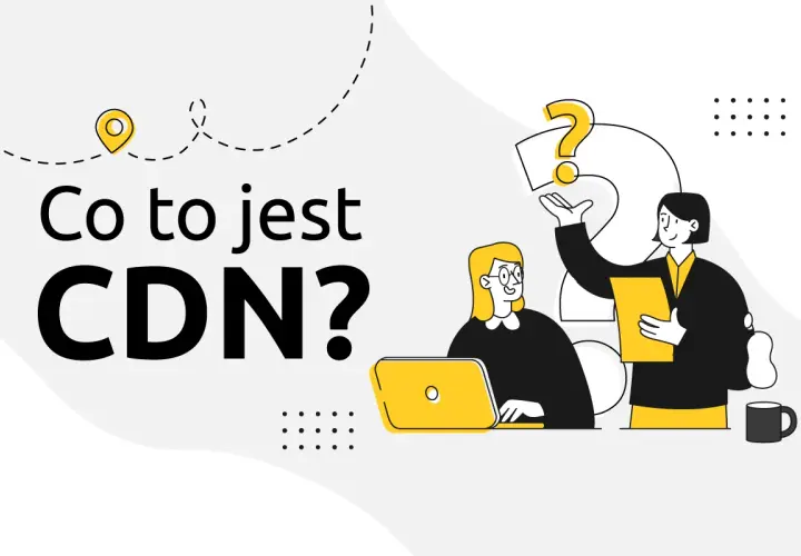 Dwie osoby dyskutują o tym, co to jest skrót CDN. Jedna z nich pokazuje dokument, a druga pracuje przy laptopie.