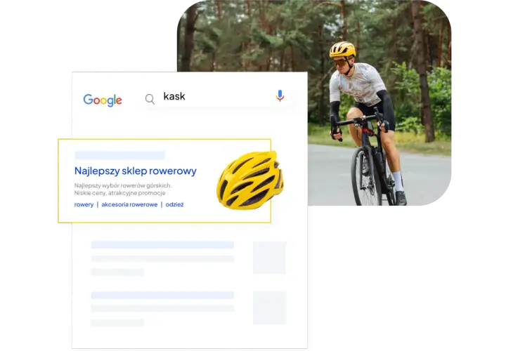 Szukasz kasku rowerowego? Ten shoper SEO pokazuje wyniki wyszukiwania Google z ofertą najlepszego sklepu rowerowego, rowerami i akcesoriami.