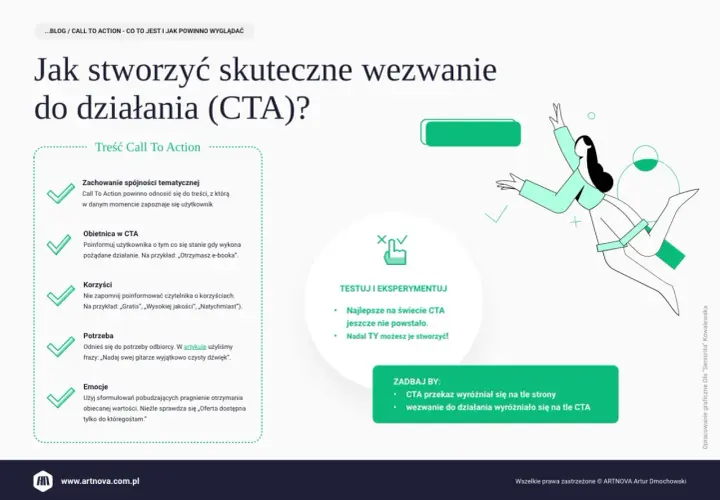 Jak stworzyć skuteczne wezwanie do działania (CTA)? Poznaj zasady tworzenia CTA, które przyciągnie uwagę i zachęci do akcji.