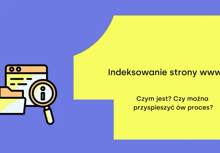 Grafika z ikoną folderu i lupą, obok tekst o indeksowaniu stron www. To jak tworzenie presell pages, które pomagają w szybszym pozycjonowaniu.