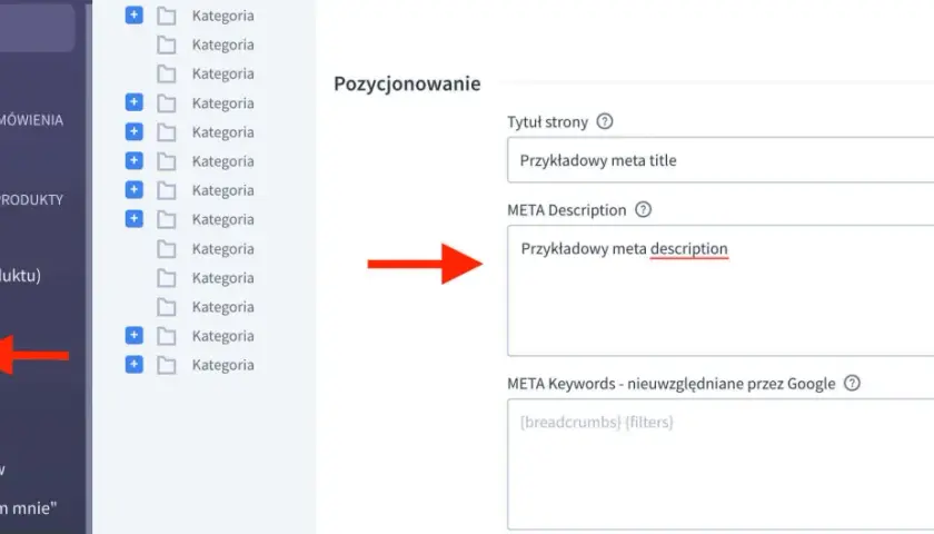 Edycja kategorii w panelu WordPress. Ustawianie meta description dla lepszej widoczności.
