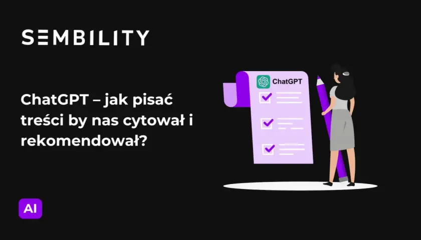 Kobieta z fioletową kredką tworzy skuteczne teksty marketingowe z pomocą ChatGPT.