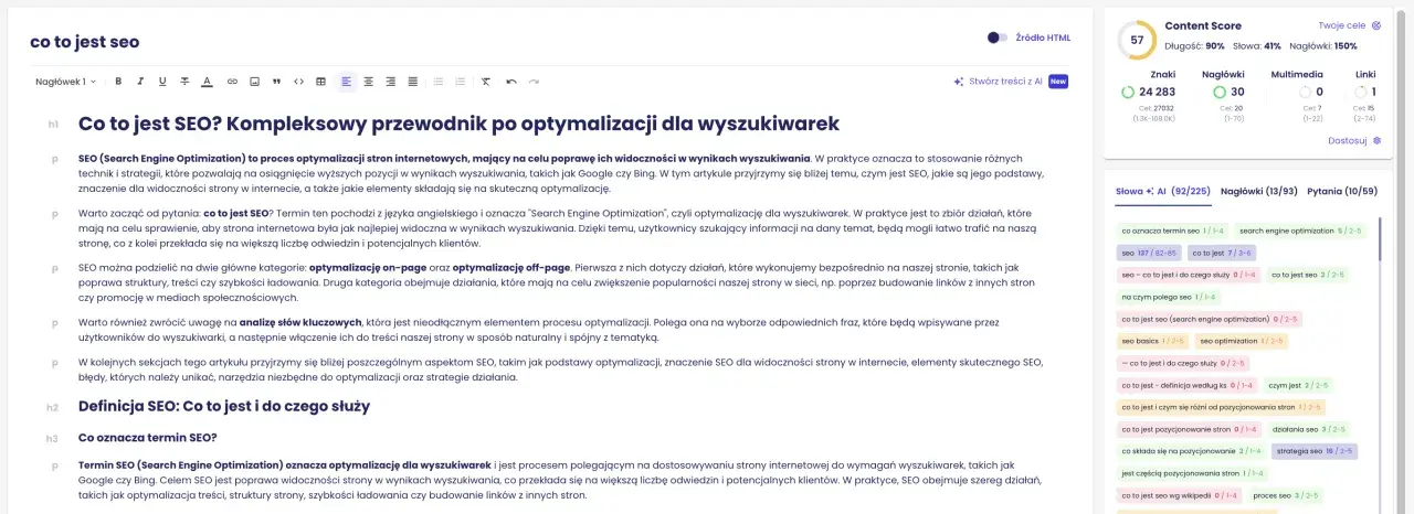 Artykuł wyjaśnia, co to jest SEO i jak działa. Zawiera analizę słów kluczowych i podpowiedzi, jak zoptymalizować stronę.