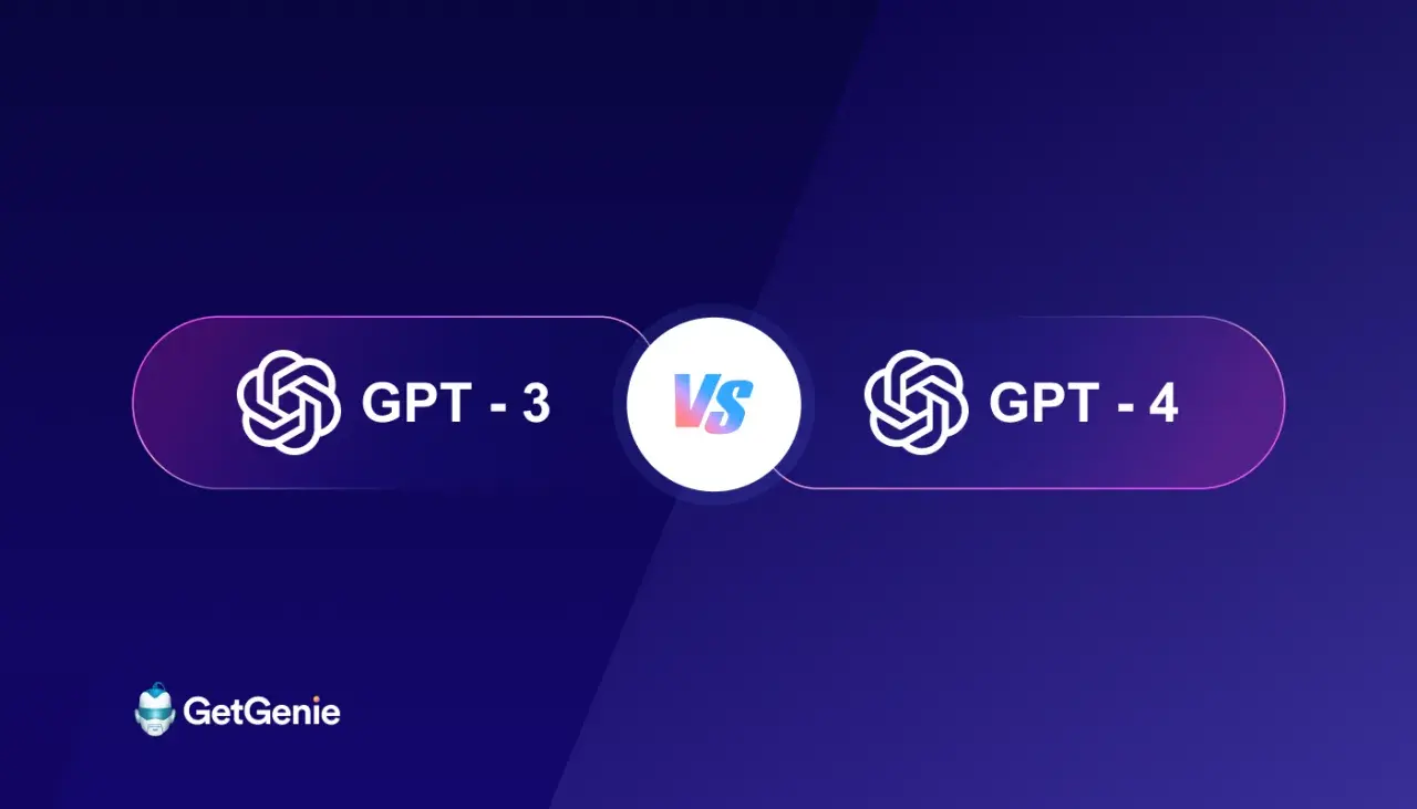 Porównanie GPT-3 vs GPT-4. Dwa modele AI, jeden symbolizuje starszą wersję, drugi nowszą.