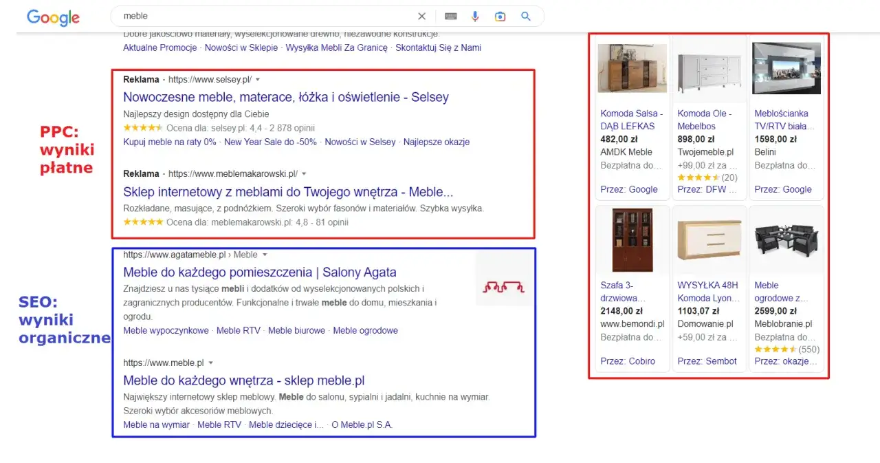 Wyniki wyszukiwania Google dla