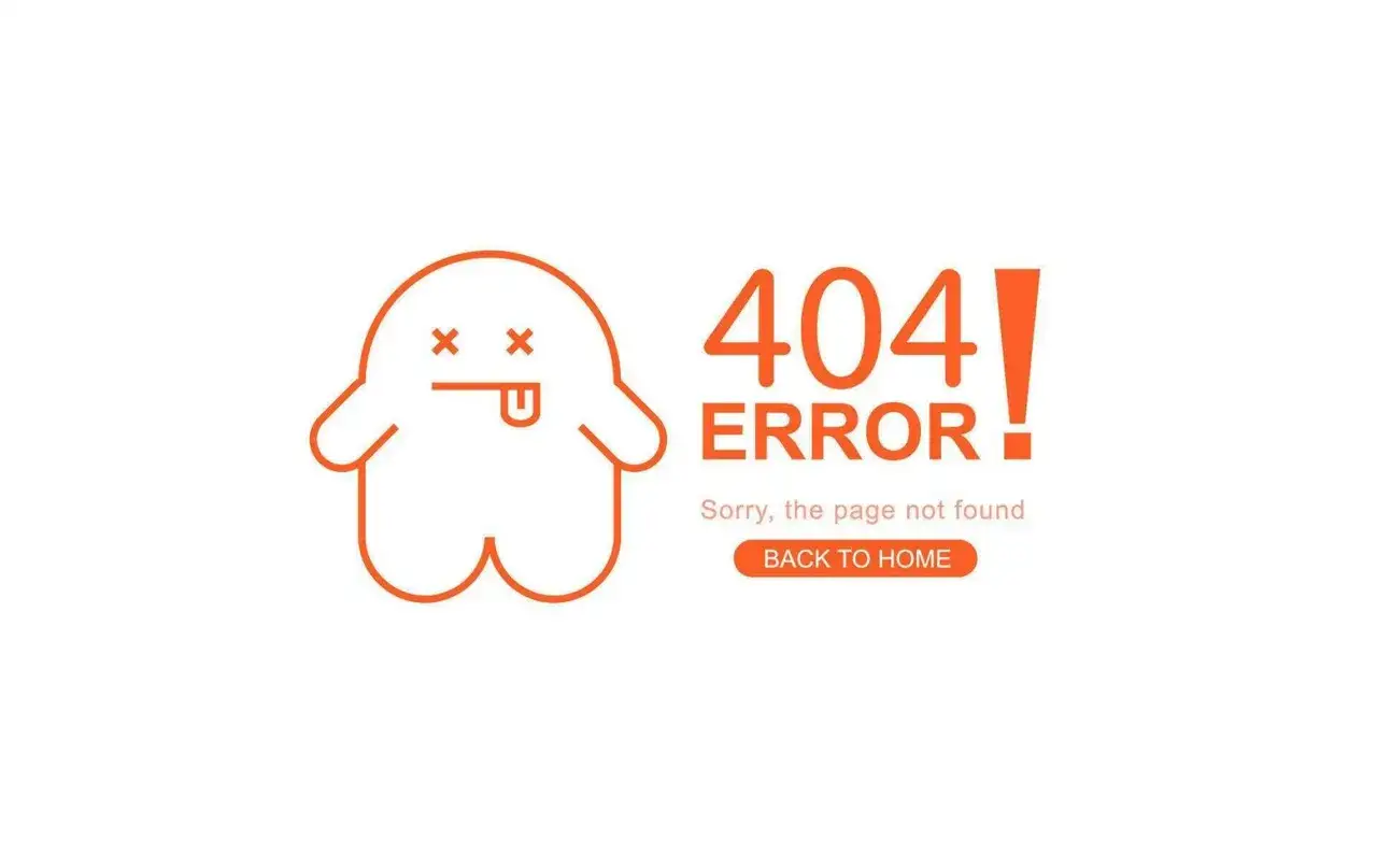 Urocza postać z krzyżykami zamiast oczu i wystawionym językiem informuje o error 404. Strona nie istnieje.